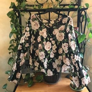 Forever 21 Sheer Pink Rose Floral Top